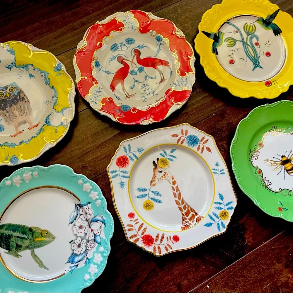 Vintage Anthropologie Lou Rota NATURE TABLE DESSERT PLATE Set of 6 - Picture 2 of 16